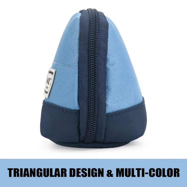 Alt view image 5 of 5 - Wide-Opening Pencil Pen Case, Lightweight & Spacious Pencil Pouch Zipper Stationery Bag, Aesthetic Supply with Triangular Design for Adults, Blue