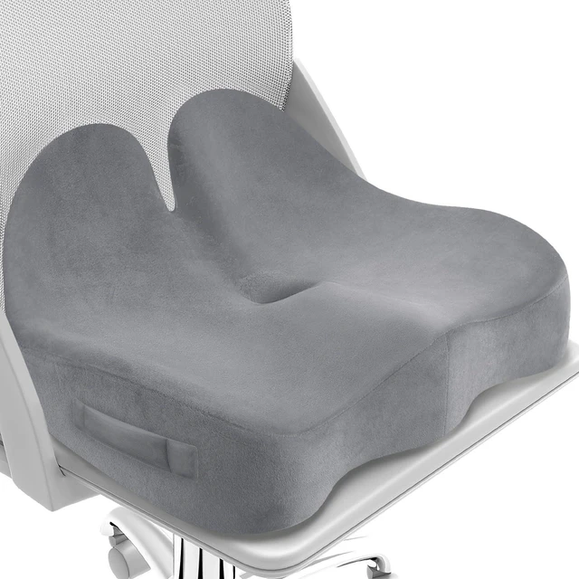 Main image of Ergonomic Seat Cushion, Sciatica Support for Chair, Light Grey Large Size for Sciatica & Hip & Tailbone Pain Relief, Memory Foam Office Chair Cushion for Car, Long Trip, Desk Chair, Lab