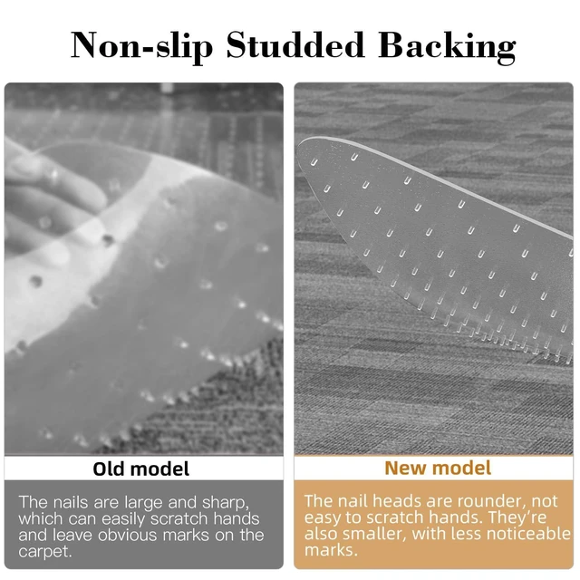 Alt view image 3 of 7 - Office Chair Mat for Low-Pile Carpet, 36 in Round, Carpet Protector Clear PVC With Anti-Slip Studs, Helps Reduce Carpet Wear From Chair Wheels, Smooth Surface Supports Daily Rolling