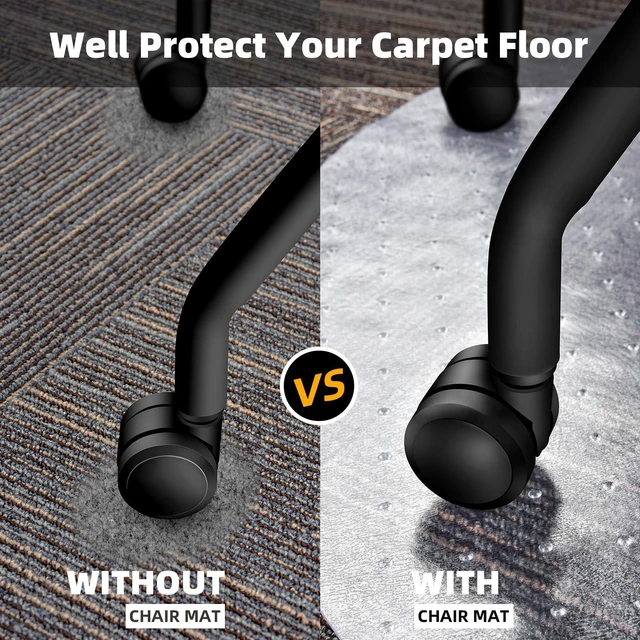 Alt view image 4 of 7 - Office Chair Mat for Low-Pile Carpet, 36 in Round, Carpet Protector Clear PVC With Anti-Slip Studs, Helps Reduce Carpet Wear From Chair Wheels, Smooth Surface Supports Daily Rolling