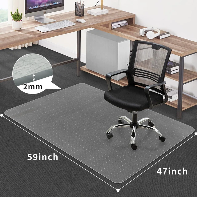 Alt view image 4 of 7 - Office Chair Mat for Carpet Floors, 47" x 59" Clear Desk Chair Mats for Low Pile Carpeted Protector, Sturdy PVC Computer Chair Mats Anti-Slip and Easy to Clean for Home & Office