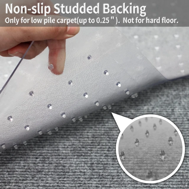 Alt view image 4 of 7 - Chair Mat for Carpeted Floor with Lip,47''×36'' PVC Carpet Protector for Low Pile Carpets Heavy Duty Effective Grip Anti-Slip,Won't Crack,Easy to Clean for Office and Home