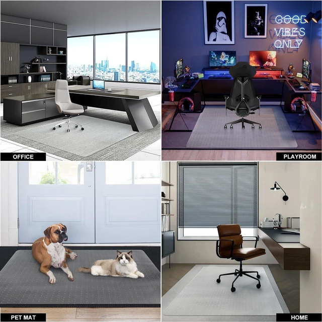 Alt view image 6 of 7 - Office Chair Mat for Carpet Floors, 47" x 59" Clear Desk Chair Mats for Low Pile Carpeted Protector, Sturdy PVC Computer Chair Mats Anti-Slip and Easy to Clean for Home & Office