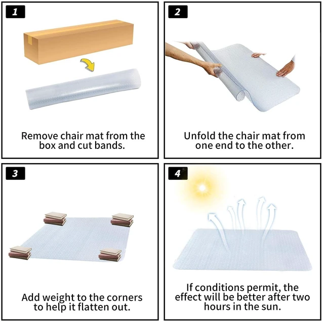 Alt view image 7 of 7 - Office Chair Mat for Carpet Floors, 47" x 59" Clear Desk Chair Mats for Low Pile Carpeted Protector, Sturdy PVC Computer Chair Mats Anti-Slip and Easy to Clean for Home & Office