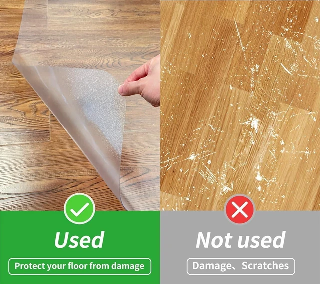 Alt view image 3 of 7 - Large Office Chair Mat for Hard Floors - 59''x47'',Heavy Duty Clear Wood/Tile Floor Protector PVC Transparent by