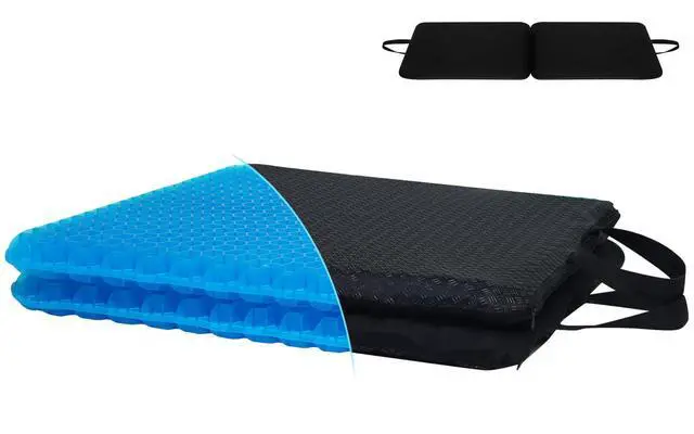 Main image of Gel Seat Cushion for Long Sitting-Two Sizes Gel Cushion (ThickLarge) 19"x17.5"x2.8" / 38"x17.5"x1.4" (Fold/Expand), Zero Gel Cushion for Pressure Relief, Honeycomb Gel Seat Cushion with Two Size