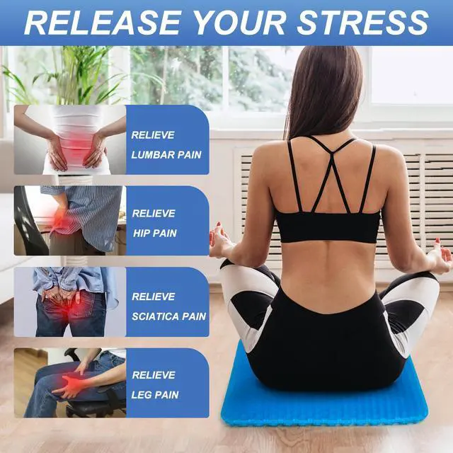 Alt view image 3 of 7 - Gel Seat Cushion for Long Sitting-Two Sizes Gel Cushion (ThickLarge) 19"x17.5"x2.8" / 38"x17.5"x1.4" (Fold/Expand), Zero Gel Cushion for Pressure Relief, Honeycomb Gel Seat Cushion with Two Size