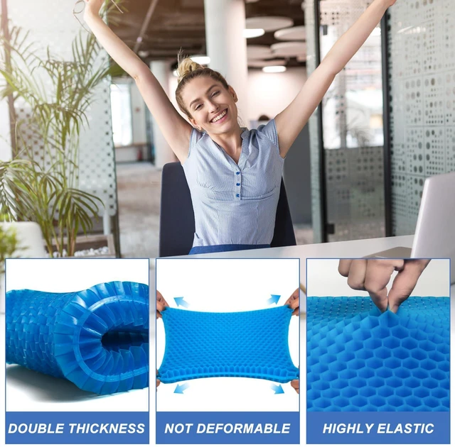 Alt view image 4 of 7 - Gel Seat Cushion for Long Sitting-Two Sizes Gel Cushion (ThickLarge) 19"x17.5"x2.8" / 38"x17.5"x1.4" (Fold/Expand), Zero Gel Cushion for Pressure Relief, Honeycomb Gel Seat Cushion with Two Size