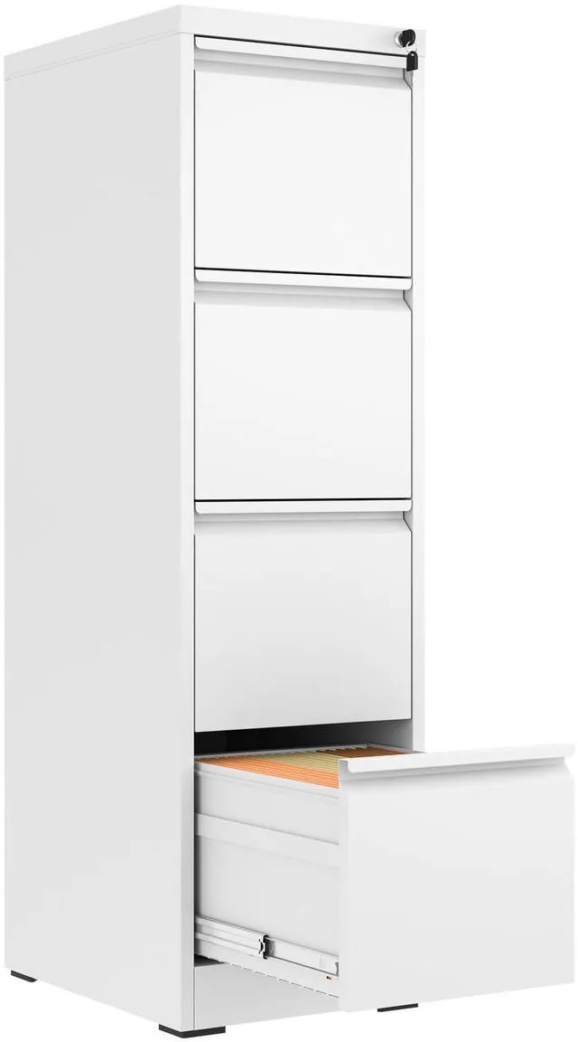 Main image of 4 Drawer File Cabinet with Lock,Metal File Cabinet for Home Office White Vertical Filing Cabinets Heavy Duty Office Storage Cabinets for Letter/Legal/A4/F4 Size File, Assembly Required