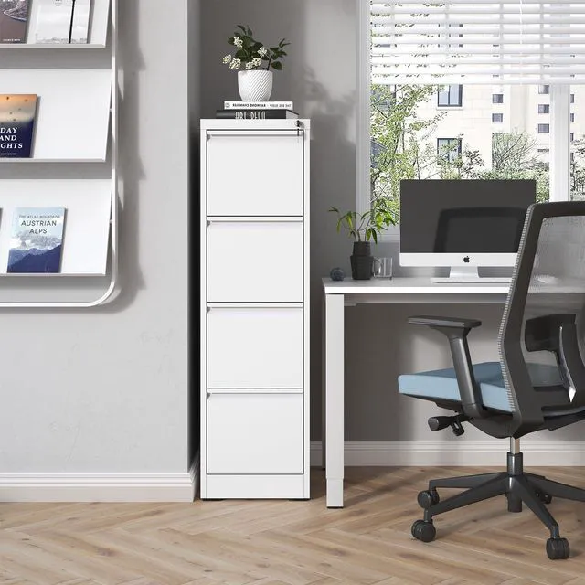 Alt view image 2 of 6 - 4 Drawer File Cabinet with Lock,Metal File Cabinet for Home Office White Vertical Filing Cabinets Heavy Duty Office Storage Cabinets for Letter/Legal/A4/F4 Size File, Assembly Required