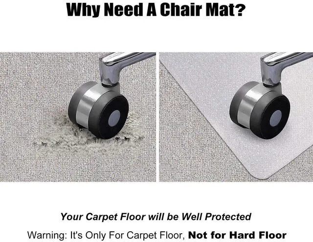 Alt view image 4 of 7 - Desk Chair Mat for Carpet, 30'' x 48'' Rectangle Transparent Mats for Chairs Good for Desks, Office and Home, Easy Glide, Protects Floors for Low and No Pile Carpeted Floors