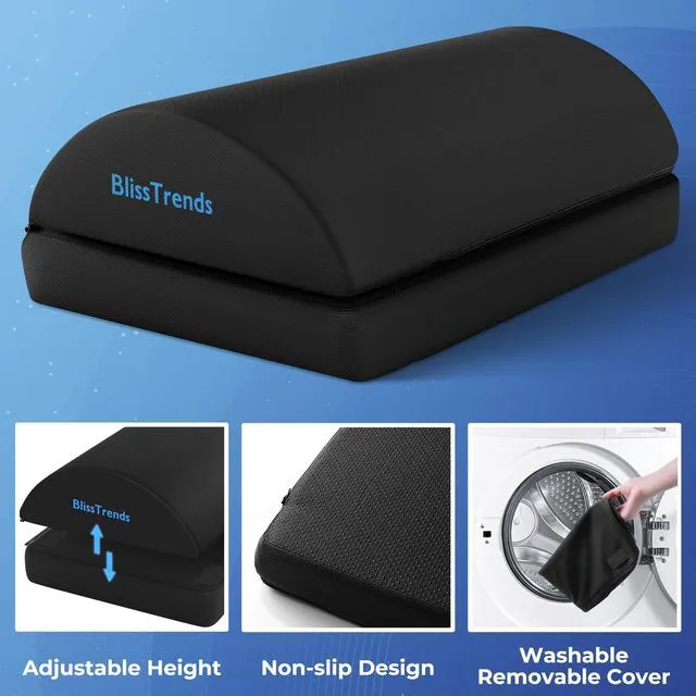 Alt view image 4 of 7 - Foot Rest Under Desk, Foot Stool with 2 Adjustable Heights Comfortable Footrest with Washable Cover for Car,Home and Office to Relieve Back,Lumbar,Knee Pain(X-Large, Black)