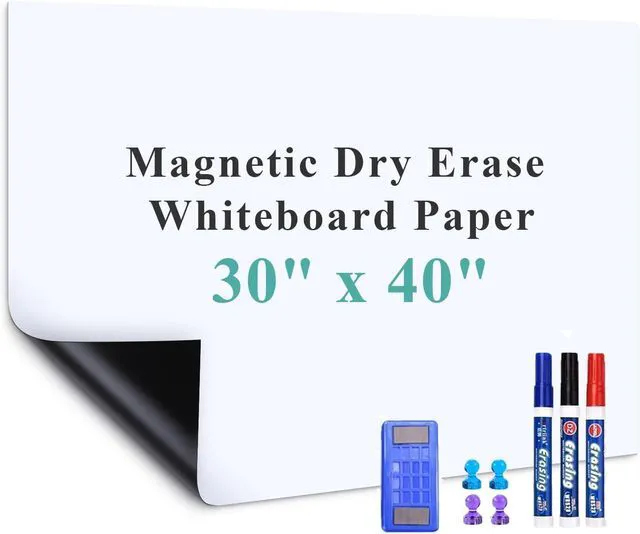 Main image of Wide Whiteboard Sticker for Wall: Keep Family Plans in Sight Self-Adhesive Magnet-Receptive Dry Erase Decal with No-Ghosting Surface - 40" x 30" Organizer for Home Office Scheduling