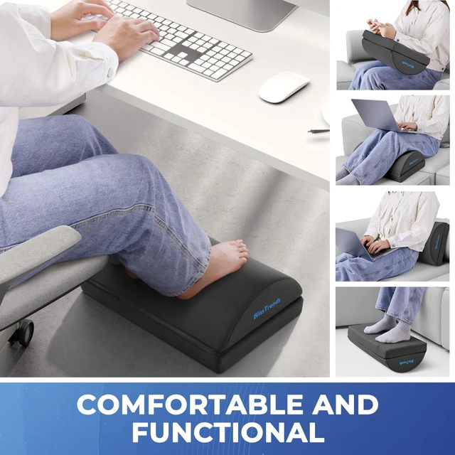 Alt view image 6 of 7 - Foot Rest Under Desk, Foot Stool with 2 Adjustable Heights Comfortable Footrest with Washable Cover for Car,Home and Office to Relieve Back,Lumbar,Knee Pain(X-Large, Gray)