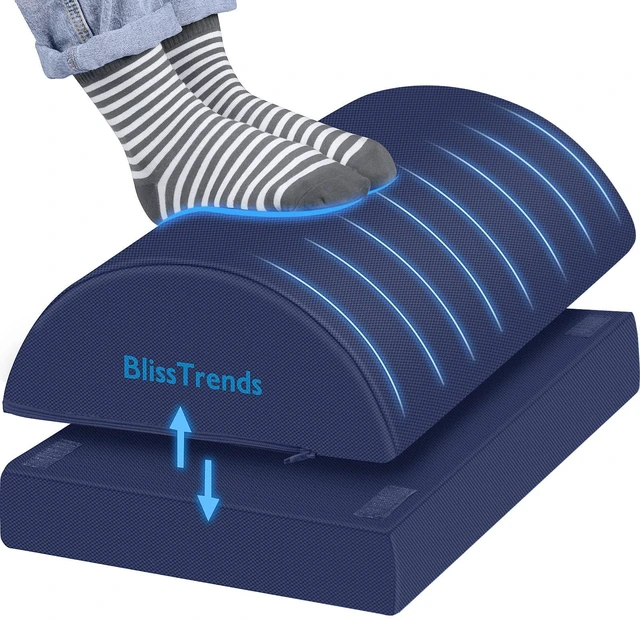 Main image of Foot Rest Under Desk, Foot Stool with 2 Adjustable Heights Comfortable Footrest with Washable Cover for Car,Home and Office to Relieve Back,Lumbar,Knee Pain(Large, Blue)