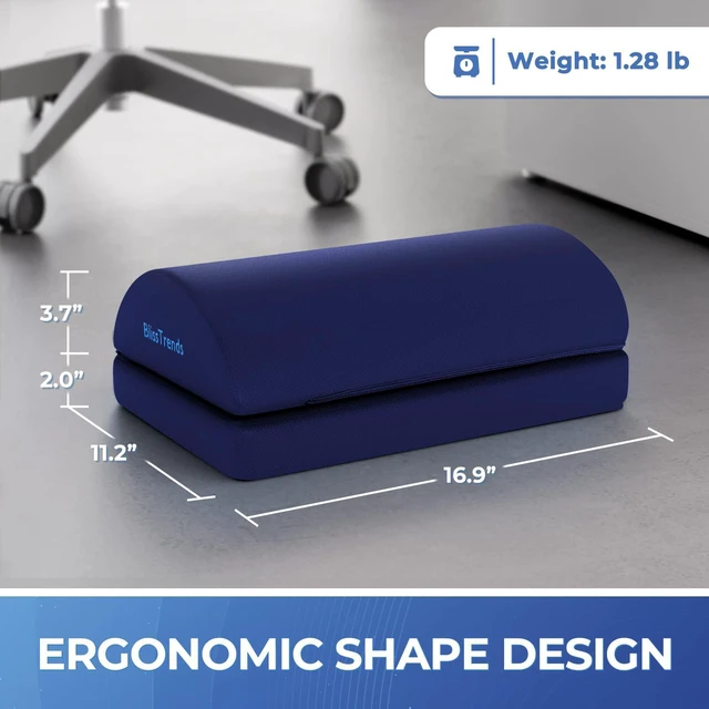 Alt view image 3 of 7 - Foot Rest Under Desk, Foot Stool with 2 Adjustable Heights Comfortable Footrest with Washable Cover for Car,Home and Office to Relieve Back,Lumbar,Knee Pain(X-Large, Blue)