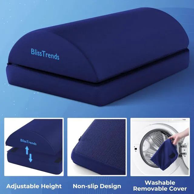 Alt view image 4 of 7 - Foot Rest Under Desk, Foot Stool with 2 Adjustable Heights Comfortable Footrest with Washable Cover for Car,Home and Office to Relieve Back,Lumbar,Knee Pain(Large, Blue)
