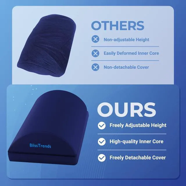 Alt view image 5 of 7 - Foot Rest Under Desk, Foot Stool with 2 Adjustable Heights Comfortable Footrest with Washable Cover for Car,Home and Office to Relieve Back,Lumbar,Knee Pain(Large, Blue)