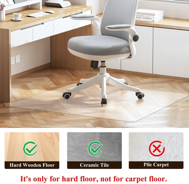 Alt view image 2 of 7 - Large Office Chair Mat for Hard Floors - 59''x47'',Heavy Duty Clear Wood/Tile Floor Protector PVC Transparent by