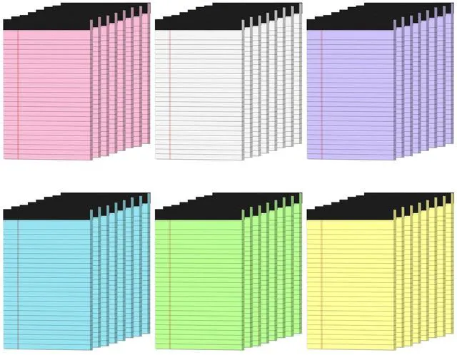 Main image of 48 Pack Colored Note Pads 5x8, Pink Small Legal Pads 5x8 College Ruled Small legal Notepads Easy Tear-off, Perforated Lined Writing Pads 5x8, 30 Sheets Colored Mini Legal Pads for Office, School