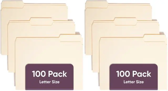 Main image of File Folders Letter Sized,1/3-Cut Tab,Assorted Positions,Letter Size Manila Folders,100 Per Box (10381),(Pack of 2)