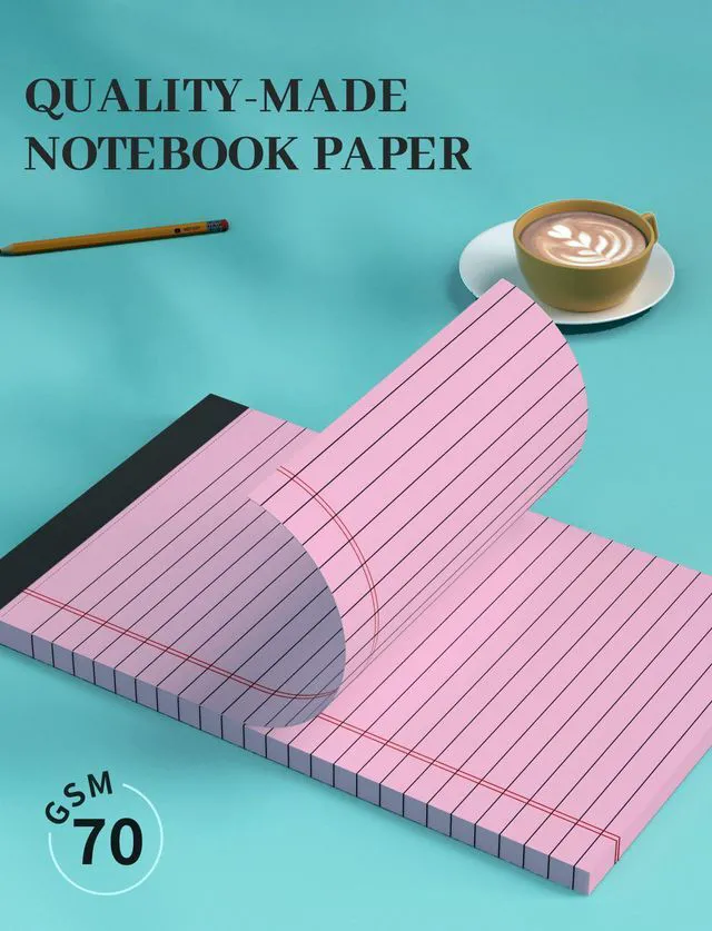 Alt view image 4 of 7 - 48 Pack Colored Note Pads 5x8, Pink Small Legal Pads 5x8 College Ruled Small legal Notepads Easy Tear-off, Perforated Lined Writing Pads 5x8, 30 Sheets Colored Mini Legal Pads for Office, School
