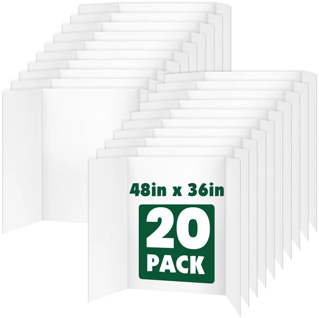Main image of 20 Pack White Trifold Poster Board, 36in x 48in Corrugated Project Board Presentation Board, Trifold Display Board for School Project, Business Presentation, Science Fairs, Event Display