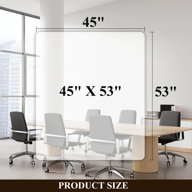 Alt view image 5 of 7 - Office Chair Mat for Hard Floors - 45''×53'',Heavy Duty Clear Wood/Tile Floor Protector PVC Transparent
