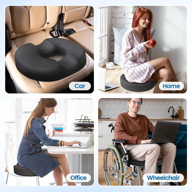 Alt view image 7 of 7 - Donut Pillow Seat Cushion, Cooling Gel Memory Foam Chair Cushion, Grey Office, Home & Car Seat Cushion, Butt Pillow for Tailbone Pain Relief, Hemorrhoids and Everyday Sitting Comfort