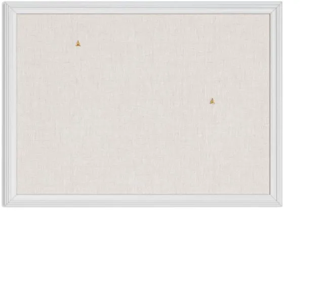 Main image of Bulletin Board, 18 x 24 Inch Linen Fabric Pin Board, Farmhouse White Wood Style Frame, Wall Message Center & Vision Board for Farmhouse Decor, Home Office, Classroom, Includes Push Pins