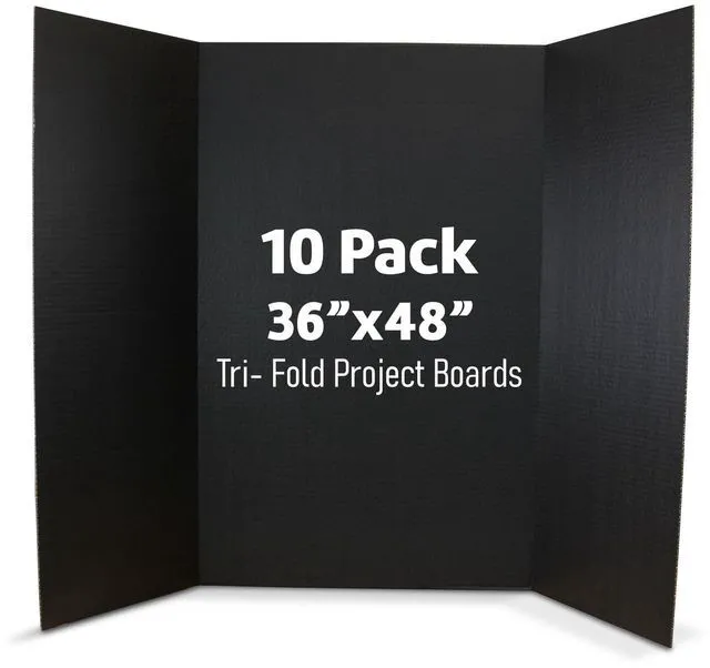 Main image of 36 x 48 Project Boards for Presentations, Science Fair, School Projects, Event Displays and Trifold Picture Board, Proudly Made in USA - Black - 10 Pack