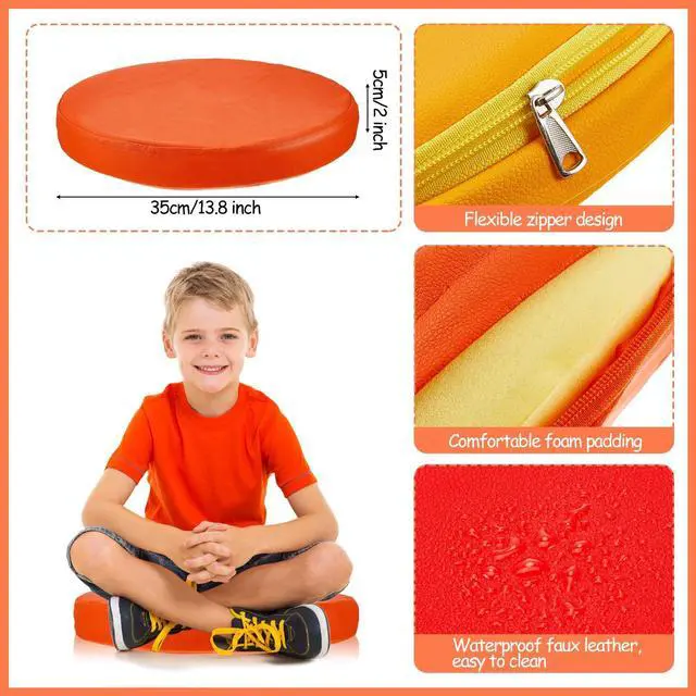 Alt view image 2 of 7 - 8 Pcs Floor Cushions Kids, Classic Color, 13.8 x 13.8 x 2 Inch Extra Thick 2" Flexible Seating Classroom, Assorted Colored Floor Pillow, Soft Round Cushions for Kids Students Office School