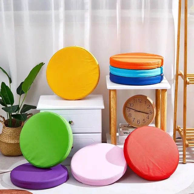 Alt view image 3 of 7 - 8 Pcs Floor Cushions Kids, Classic Color, 13.8 x 13.8 x 2 Inch Extra Thick 2" Flexible Seating Classroom, Assorted Colored Floor Pillow, Soft Round Cushions for Kids Students Office School