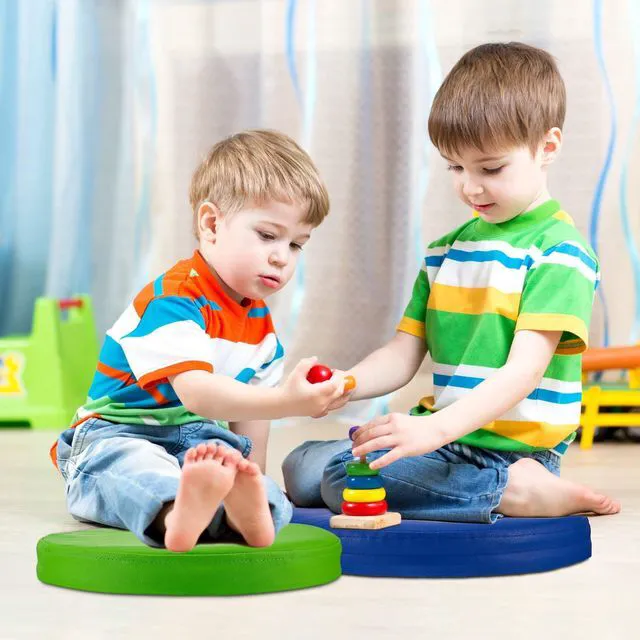Alt view image 6 of 7 - 8 Pcs Floor Cushions Kids, Classic Color, 13.8 x 13.8 x 2 Inch Extra Thick 2" Flexible Seating Classroom, Assorted Colored Floor Pillow, Soft Round Cushions for Kids Students Office School