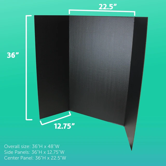 Alt view image 4 of 7 - 36 x 48 Project Boards for Presentations, Science Fair, School Projects, Event Displays and Trifold Picture Board, Proudly Made in USA - Black - 10 Pack