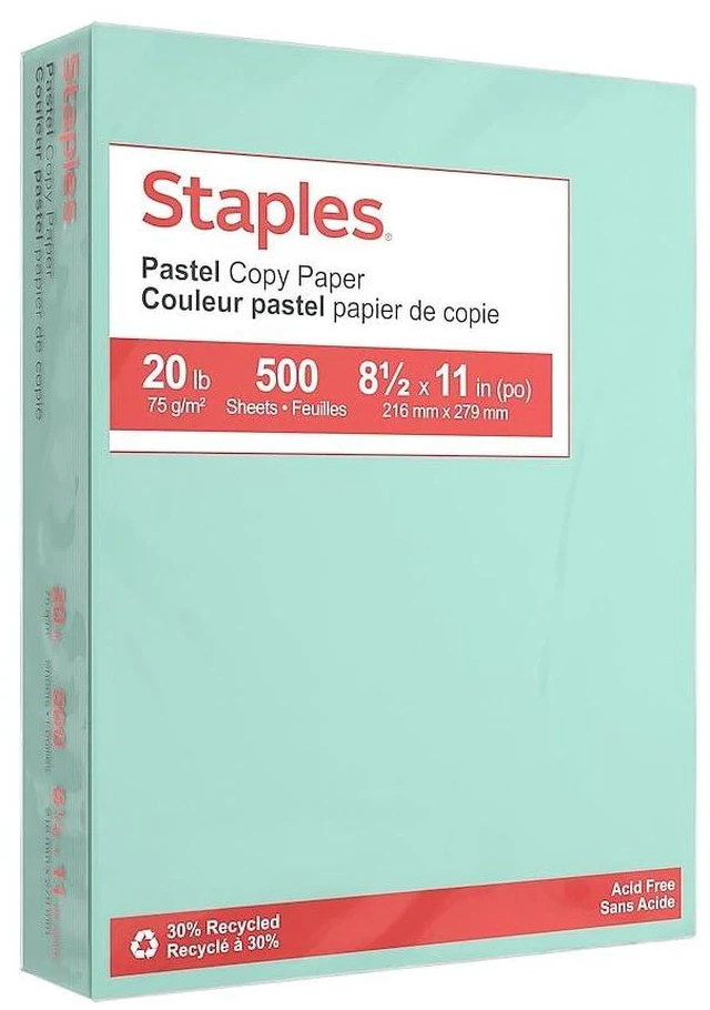 Main image of Pastel Color Copy Paper, 8.5x11 Inch, Turquoise, 20 lb. 500 sheets per ream. Colored multipurpose paper for office and home use