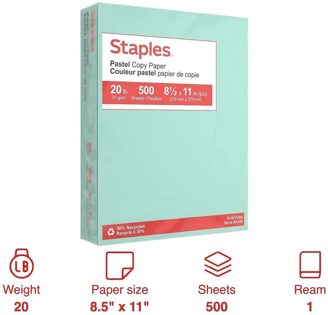 Alt view image 2 of 5 - Pastel Color Copy Paper, 8.5x11 Inch, Turquoise, 20 lb. 500 sheets per ream. Colored multipurpose paper for office and home use