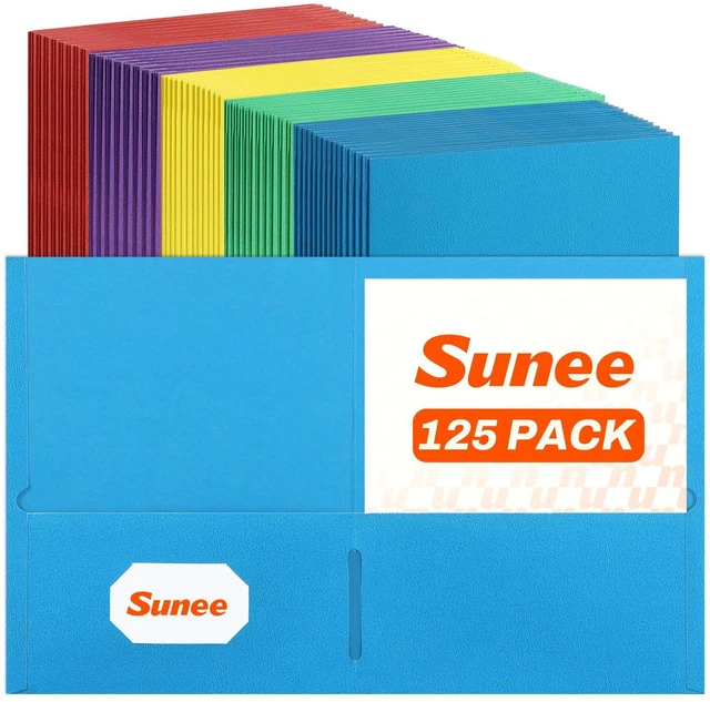Main image of Folders with Pockets(125 Pack, Assorted Colors), 2 Pocket Folders Fit Letter Size Paper, Paper File Folder for School Office Home Bussiness