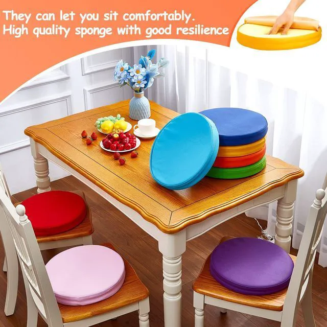 Alt view image 7 of 7 - 8 Pcs Floor Cushions Kids, Classic Color, 13.8 x 13.8 x 2 Inch Extra Thick 2" Flexible Seating Classroom, Assorted Colored Floor Pillow, Soft Round Cushions for Kids Students Office School