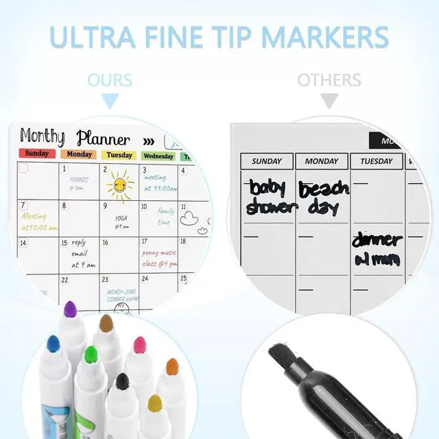 Alt view image 2 of 7 - 3-Pack Magnetic Dry Erase Calendar Whiteboard Set for Fridge, Wall & Refrigerator Organisation Monthly, Weekly & Daily Planners Includes 8 Markers & Eraser