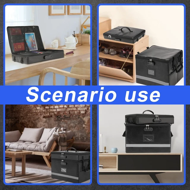 Alt view image 6 of 7 - Fireproof File Organizer with Lock, 2 Layer File Box with Combination Lock, Important Document Organizer Box with Lids, Portable File Folder Organizer with Handle
