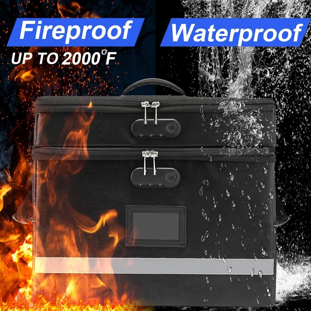 Alt view image 7 of 7 - Fireproof File Organizer with Lock, 2 Layer File Box with Combination Lock, Important Document Organizer Box with Lids, Portable File Folder Organizer with Handle