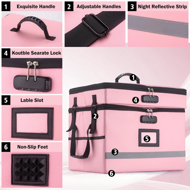 Alt view image 2 of 7 - Fireproof File Organizer with Lock, 2 Layer File Box with Combination Lock, Important Document Organizer Box with Lids, Portable File Folder Organizer with Handle