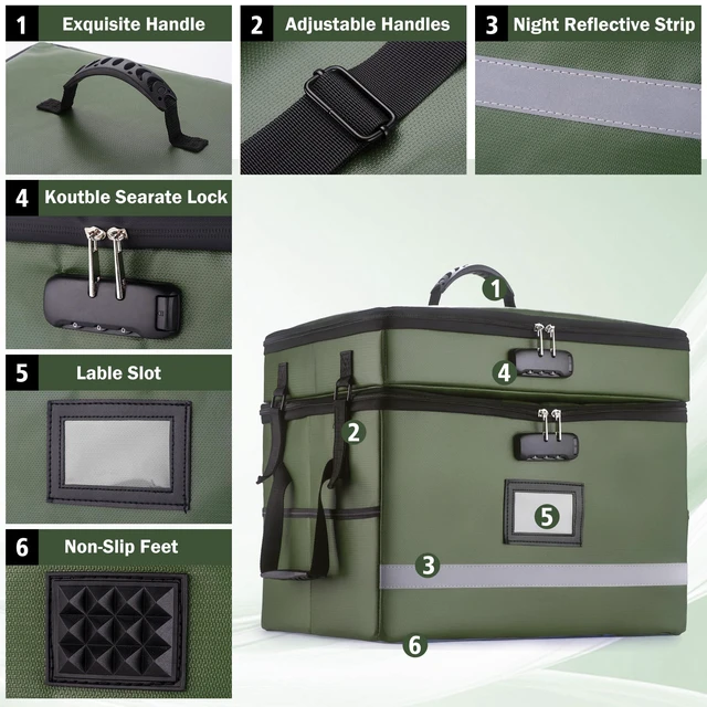 Alt view image 2 of 7 - Fireproof File Organizer with Lock, 2 Layer File Box with Combination Lock, Important Document Organizer Box with Lids, Portable File Folder Organizer with Handle