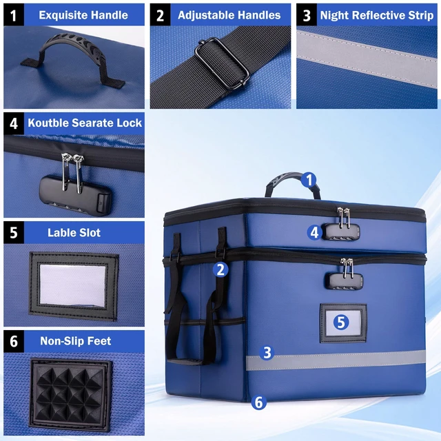 Alt view image 2 of 7 - Fireproof File Organizer with Lock, 2 Layer File Box with Combination Lock, Important Document Organizer Box with Lids, Portable File Folder Organizer with Handle