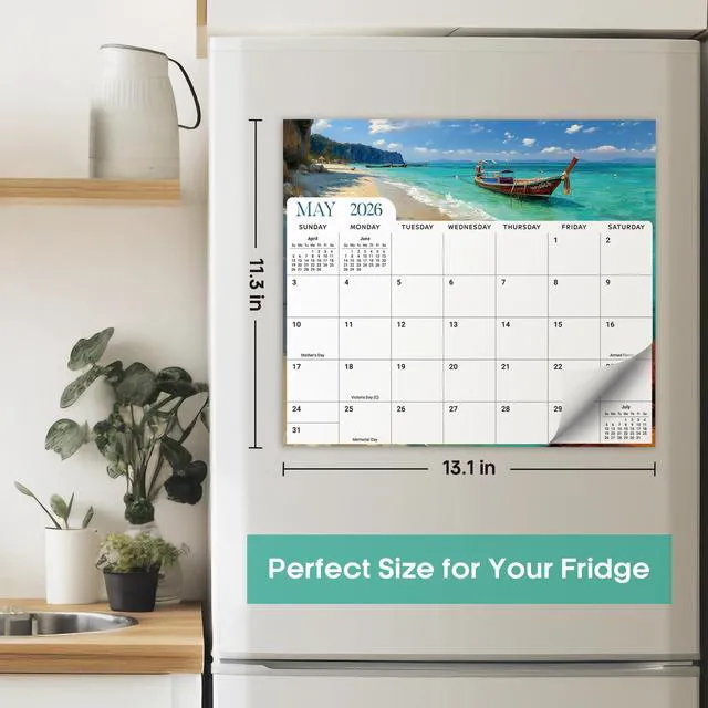 Alt view image 2 of 7 - 2026-2027 Magnetic Calendar for Refrigerator, Apr 2026-Dec 2027 21-Month Fridge Calendar 2026-2027 for Home Planning, Scheduling and Easy Organization, Global Attractions