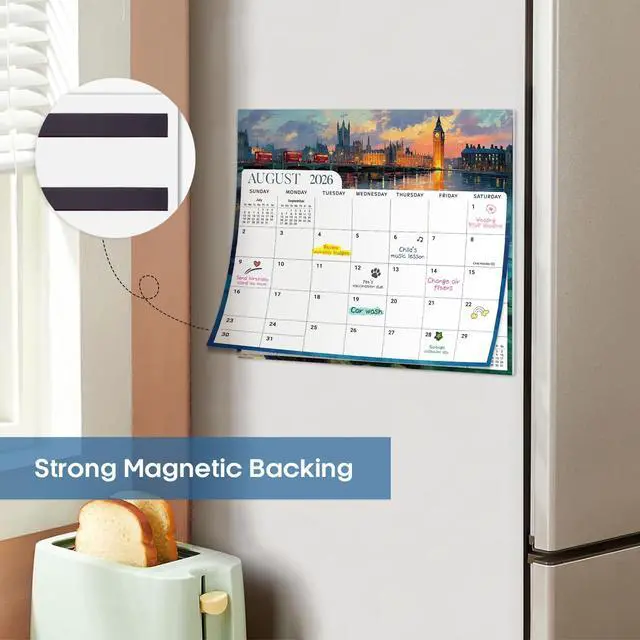 Alt view image 4 of 7 - 2026-2027 Magnetic Calendar for Refrigerator, Apr 2026-Dec 2027 21-Month Fridge Calendar 2026-2027 for Home Planning, Scheduling and Easy Organization, Global Attractions