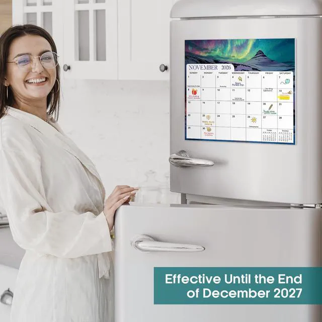Alt view image 5 of 7 - 2026-2027 Magnetic Calendar for Refrigerator, Apr 2026-Dec 2027 21-Month Fridge Calendar 2026-2027 for Home Planning, Scheduling and Easy Organization, Global Attractions