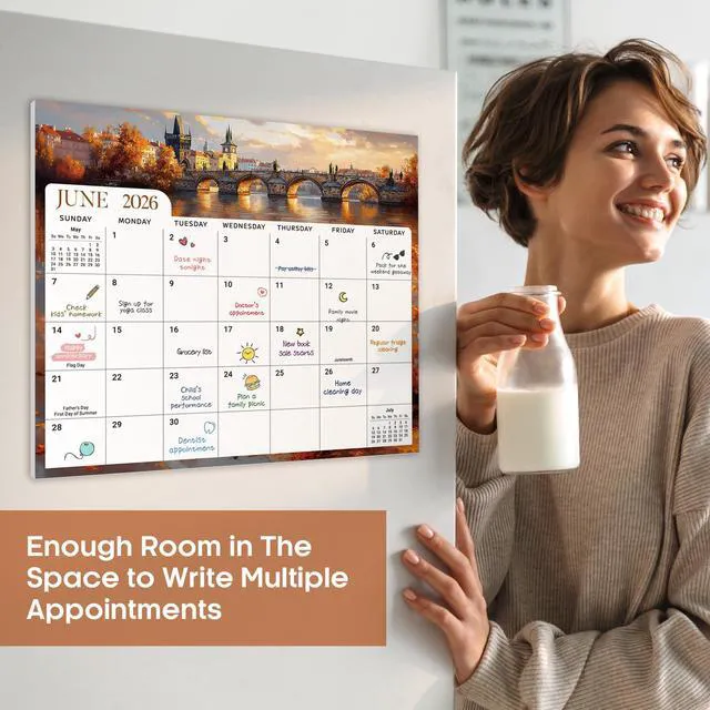 Alt view image 3 of 7 - 2026-2027 Magnetic Calendar for Refrigerator, Apr 2026-Dec 2027 21-Month Fridge Calendar 2026-2027 for Home Planning, Scheduling and Easy Organization, Global Attractions