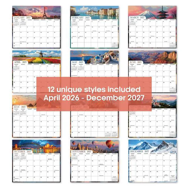 Alt view image 6 of 7 - 2026-2027 Magnetic Calendar for Refrigerator, Apr 2026-Dec 2027 21-Month Fridge Calendar 2026-2027 for Home Planning, Scheduling and Easy Organization, Global Attractions
